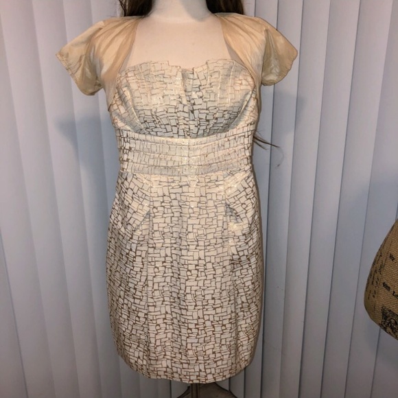 Max & Cleo strapless ivory and gold dress - Picture 3 of 4